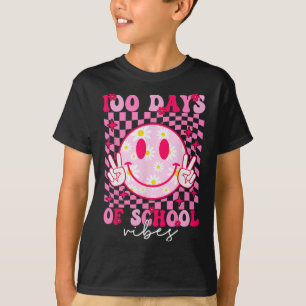 T-shirt Vibes 100e jour d'école visage rose sourire 100 jo