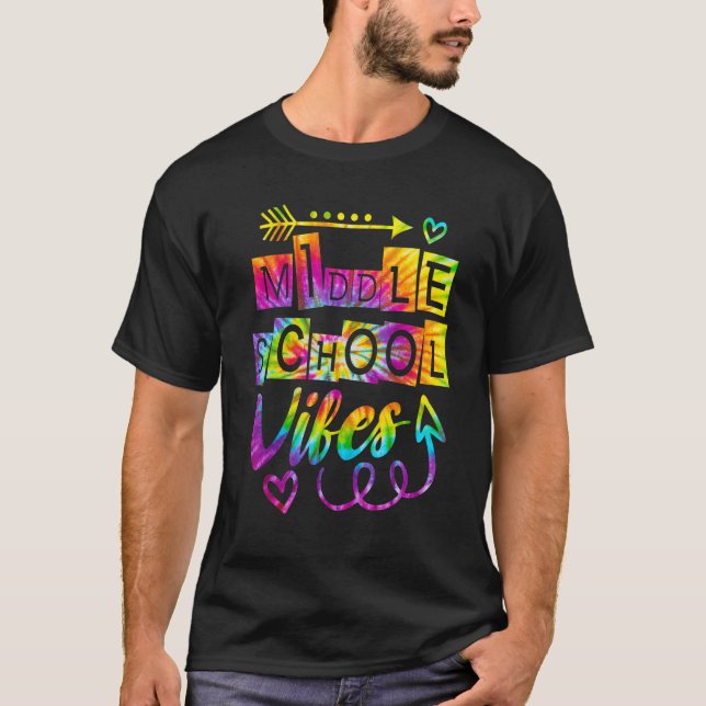 T-shirt Vibes Au Milieu De L'École Retour À L'École Tie Dy (Devant)