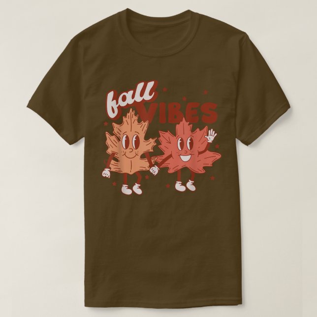 T-shirt Vibes Automne Rétro Feuilles Happy Automne Thanksg (Design devant)