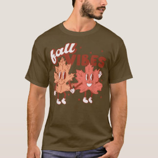 T-shirt Vibes Automne Rétro Feuilles Happy Automne Thanksg