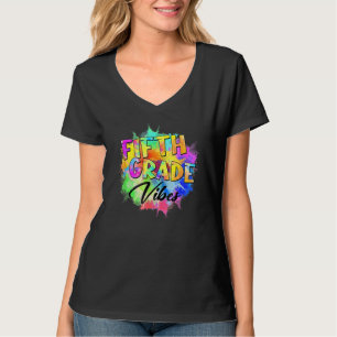 T-shirt Vibes colorées de 5e année Étudiante Retour à S