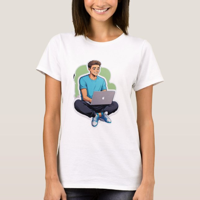 T-shirt Vibes Concentrés – Mode Ordinateur Portable Activé (Devant)