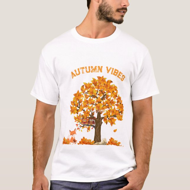 T-shirt Vibes d'automne avec feuillards d'automne  (Devant)