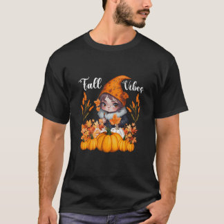 T-shirt Vibes d'automne Gnome Citrouille Hello Autumn Leaf