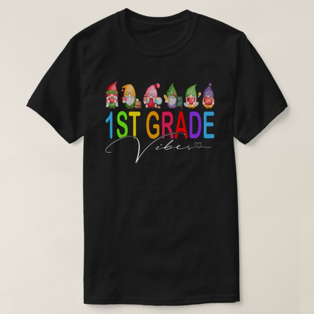 T-shirt Vibes de 1re année Retour à l'école Gnomes (Design devant)