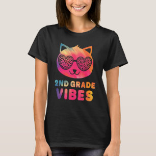 T-shirt Vibes de 2e année Chat coloré Kitty Girl Leo
