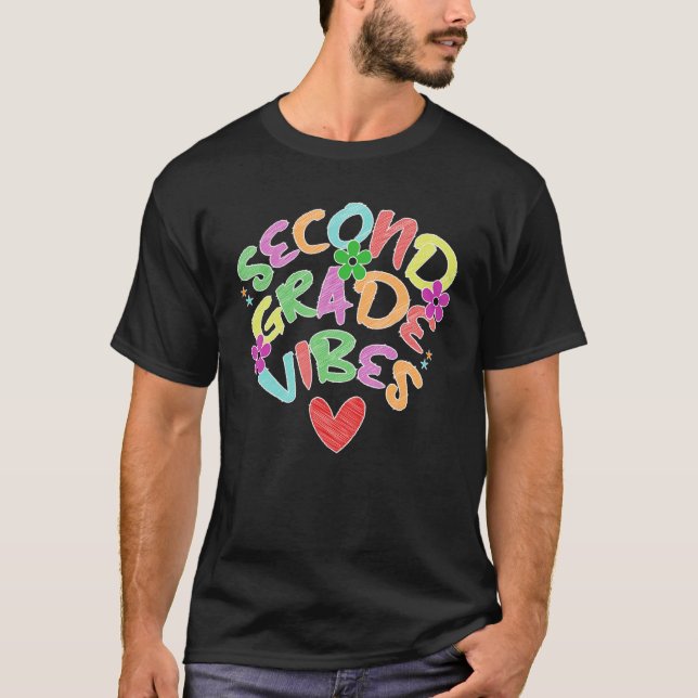 T-shirt Vibes de 2e année Enseignant de 2e année (Devant)