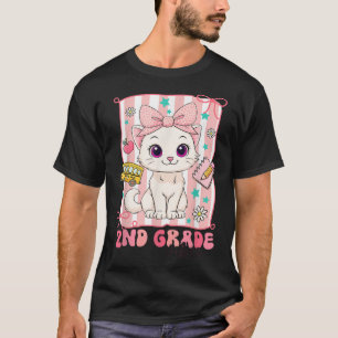 T-shirt Vibes De 2E Année Retour À L'École Chat Pour Fille