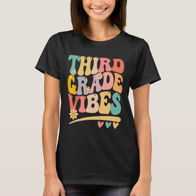 T-shirt Vibes de 3e année pour filles garçons Enseignant d (Devant)