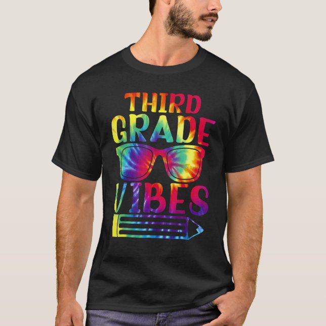 T-shirt Vibes de 3e année Tie Dye Retourner À L'École Ense (Devant)
