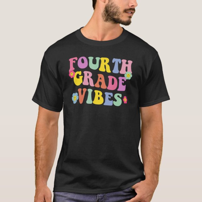 T-shirt Vibes de 4e année Équipe Rétro 1er jour O (Devant)