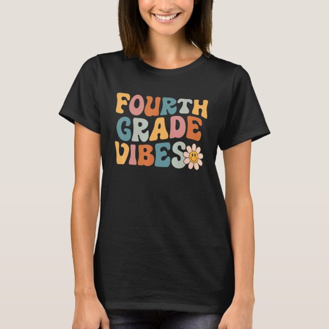 T-shirt Vibes de 4e année Équipe Rétro 1er jour O (Devant)