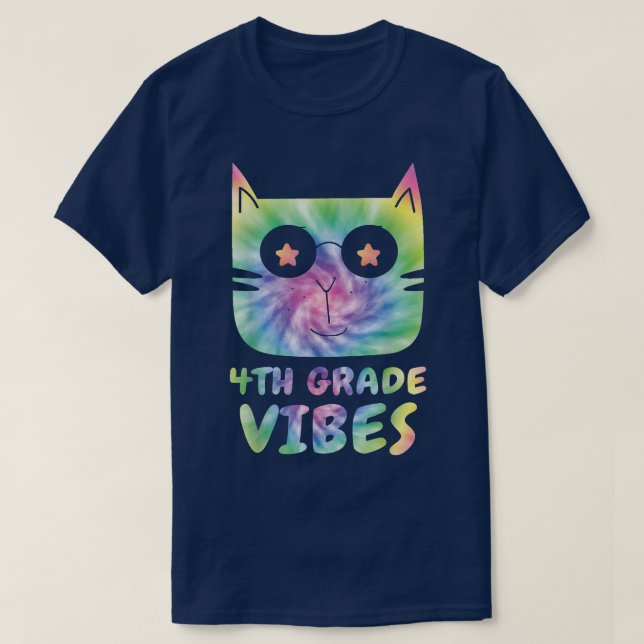 T-shirt Vibes de 4e année mignonne teinture Cat Kitty Boy (Design devant)