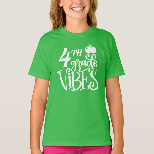 T-shirt Vibes de 4e année Retour à l'école (Devant)