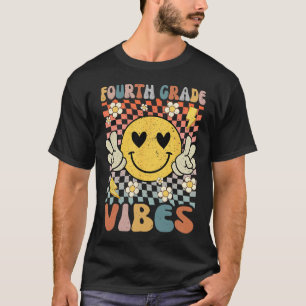 T-shirt Vibes de 4e année Retro Enseignant 1er jour de Sch