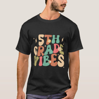 T-shirt Vibes de 5e année Groovy Retour à l'école