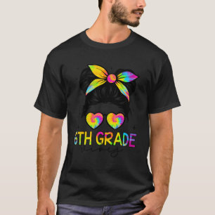 T-shirt Vibes De 6E Année Messy Hair Bun Girl Retour À L'É