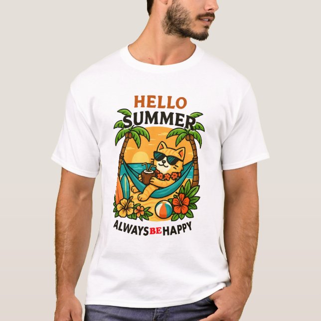 T-shirt Vibes de chat d'été (Devant)