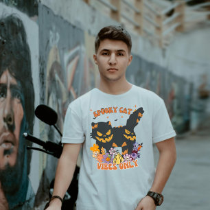 T-shirt Vibes de chat Éffrayant rétro uniquement