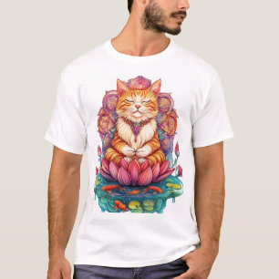 T-shirt Vibes de chat zen � Kitty méditant psychédélique