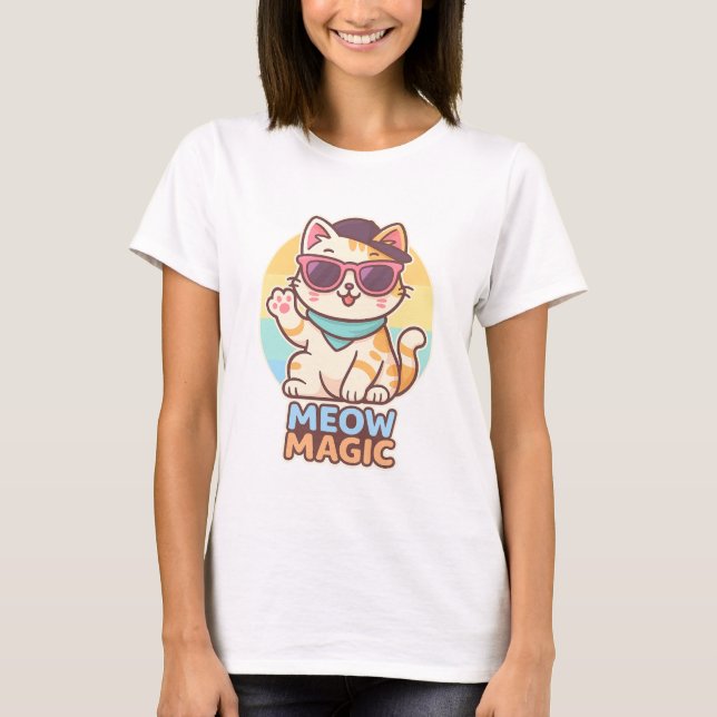 T-shirt Vibes de chats cool - Meow Magic Summer Tee" (Devant)