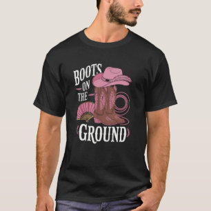 T-shirt Vibes de country à bottes roses musique occidental