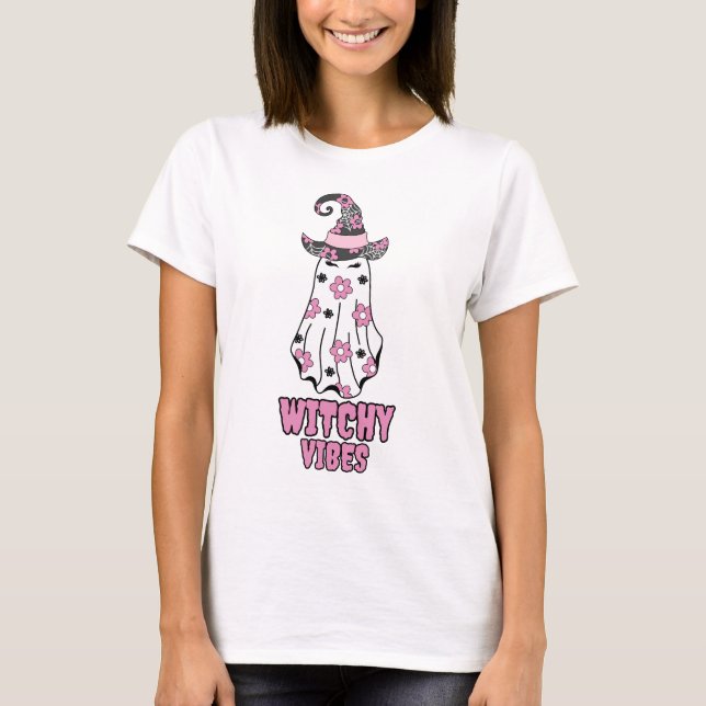 T-shirt "Vibes de cuisine" Halloween Witch rose (Devant)