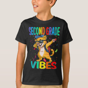 T-shirt Vibes De Deuxième Année Chat Retour À L'École