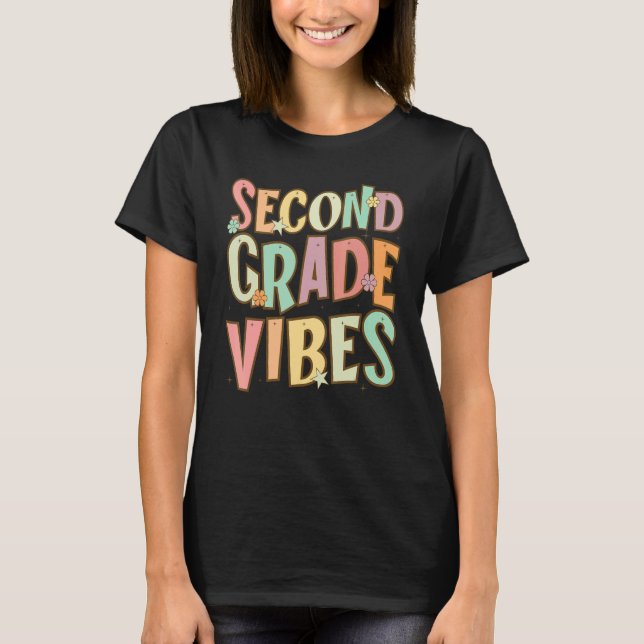 T-shirt Vibes de deuxième année colorées (Devant)