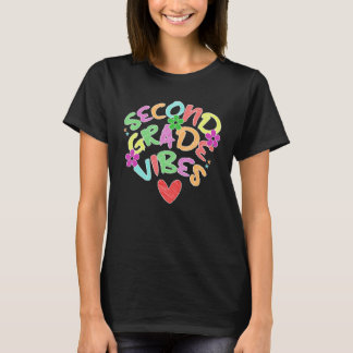 T-shirt Vibes de Deuxième Année Enseignant Élève de 2e Ann