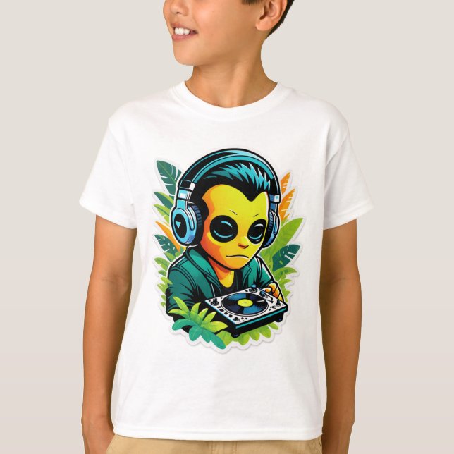 T-shirt Vibes de DJ de la Jungle Néon (Devant)