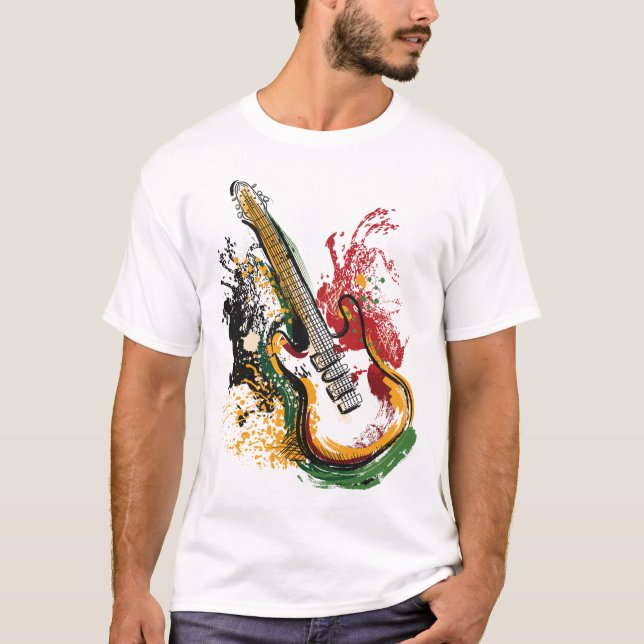 T-shirt Vibes de guitare colorées (Devant)