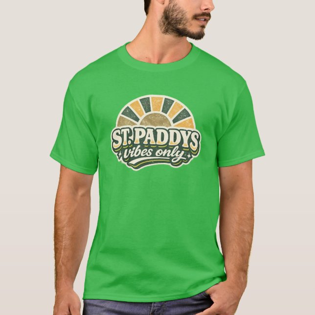 T-shirt Vibes de la St-Patrick - Art rétro soleil levant d (Devant)