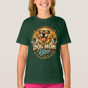 T-shirt Vibes de Maman de Chien Rétro Retriever Doré
