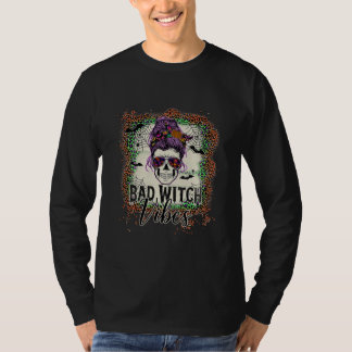 T-shirt Vibes de mauvaise sorcière d'Halloween Chignon dés