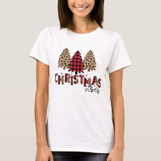 T-shirt Vibes de Noël avec plaid rouge