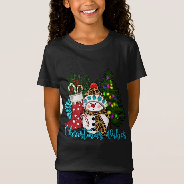 T-Shirt Vibes de Noël Cute Snowman Noël Stocker Ca (Devant)