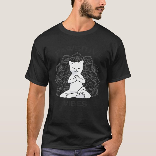 T-shirt Vibes de Pawsitive Méditation de chats Zen Yoga Lo (Devant)