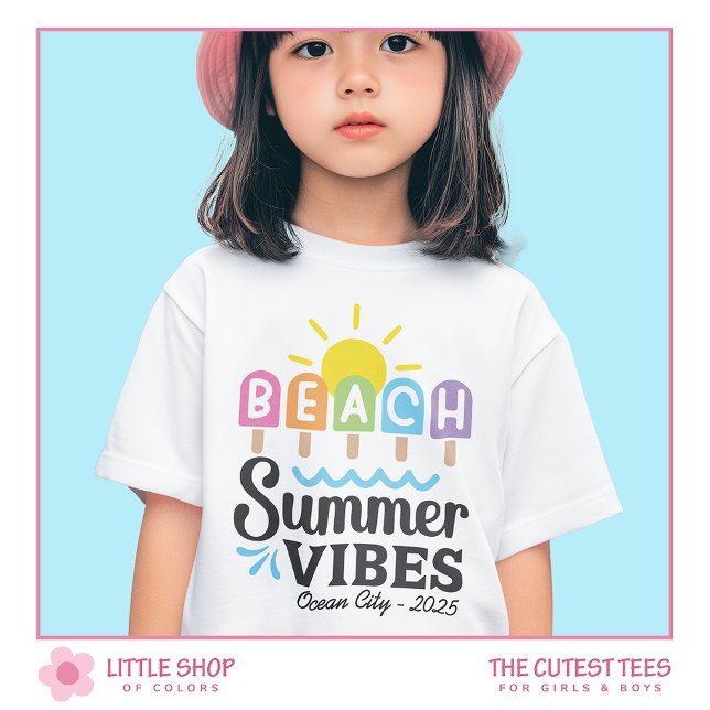 T-shirt Vibes de plage d'été Filles personnalisables (Créateur téléchargé)