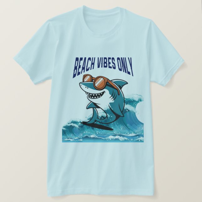 T-shirt Vibes de plage seulement - Requin Cool avec lunett (Design devant)