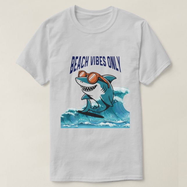 T-shirt Vibes de plage seulement - Requin Cool avec lunett (Design devant)