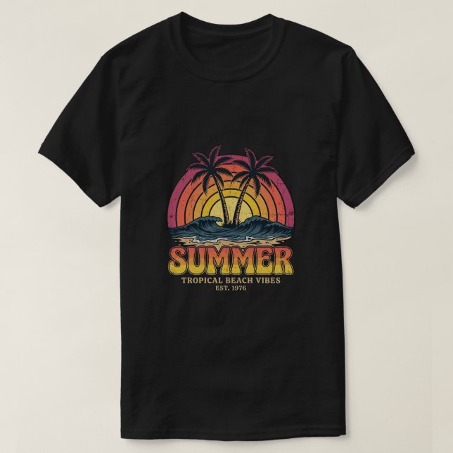 T-shirt Vibes de plage tropicale - vacances de vacances d' (Design devant)