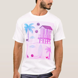 T-shirt Vibes de plage tropicales : planches de surf, palm