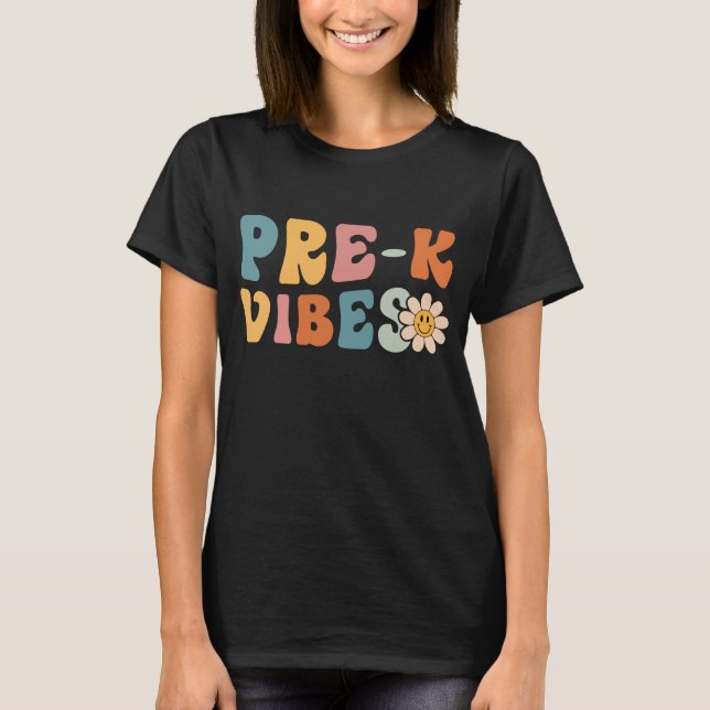 T-shirt Vibes de pré-maternelle pour le 1er jour d'école,  (Devant)