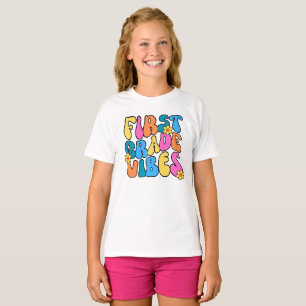 T-shirt Vibes de première année colorés Retour à l'école R