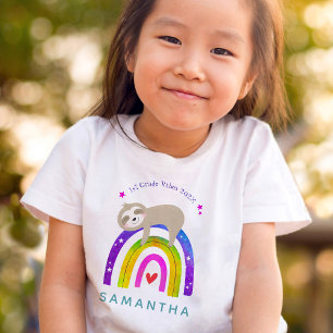 T-shirt Vibes de première qualité mignonne Sloth Rainbow C