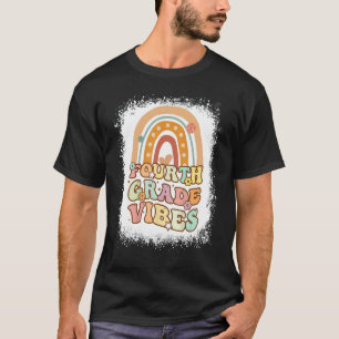 T-shirt Vibes de quatrième année Arc-en-ciel Bleu Retro 1e