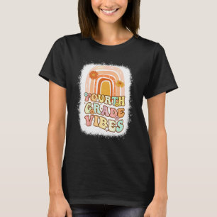 T-shirt Vibes de quatrième année Arc-en-ciel Décoloré Rétr