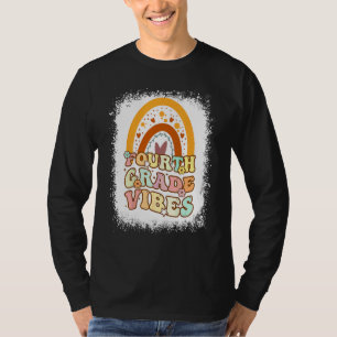 T-shirt Vibes de quatrième année Arc-en-ciel Décoloré Rétr