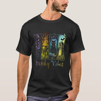 T-shirt Vibes de sorcière d'Halloween Sorcière Chat noir C